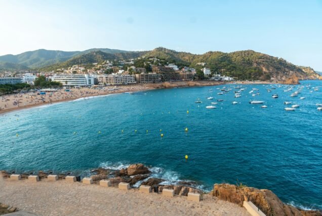 View of the town of Tossa de Mar in summer from the castle, Girona on the Costa Brava