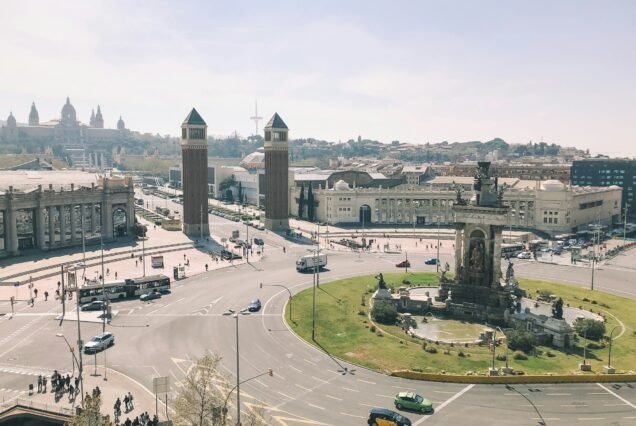 View on the Plaza de Espania square in Barcelona