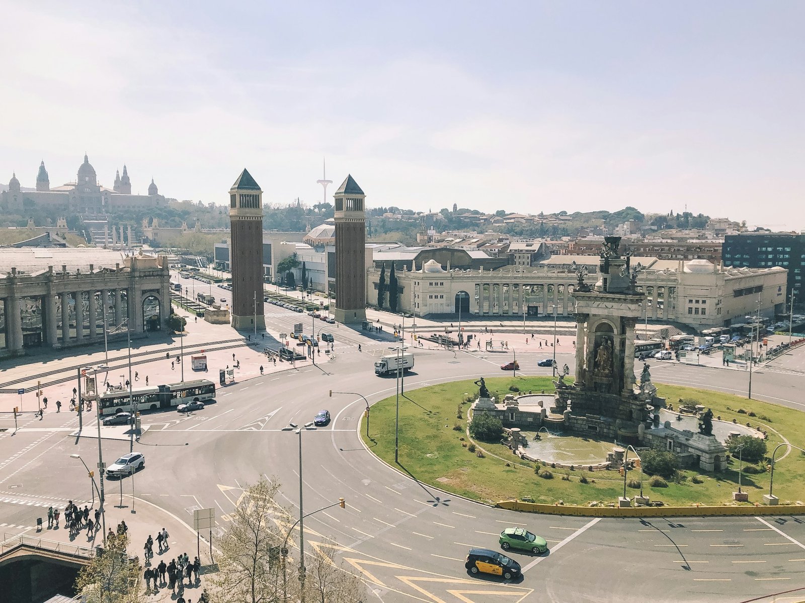 View on the Plaza de Espania square in Barcelona