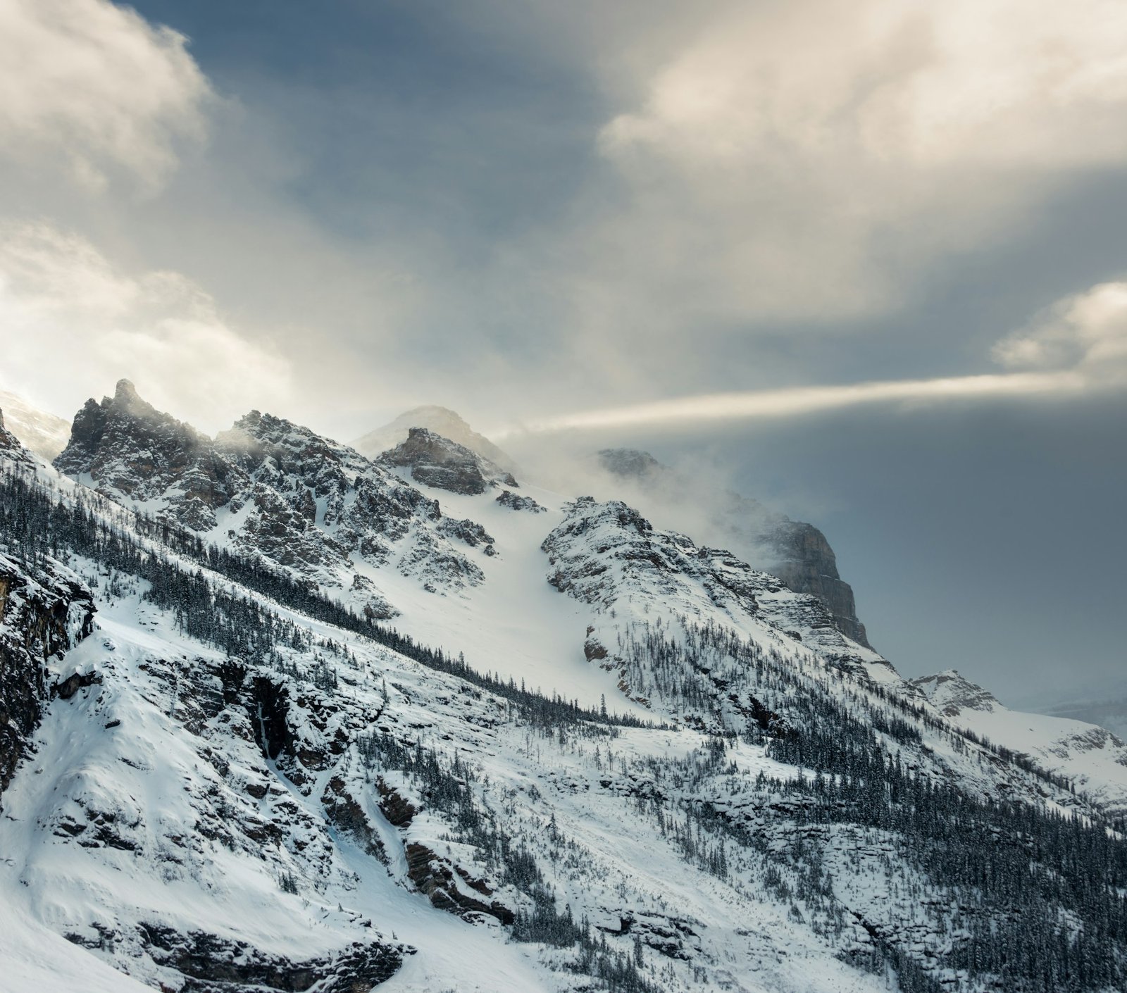 Winter Landscapes Canadian - Snow Covered Peaks near Lake Louise Banff National Park Alberta Canada